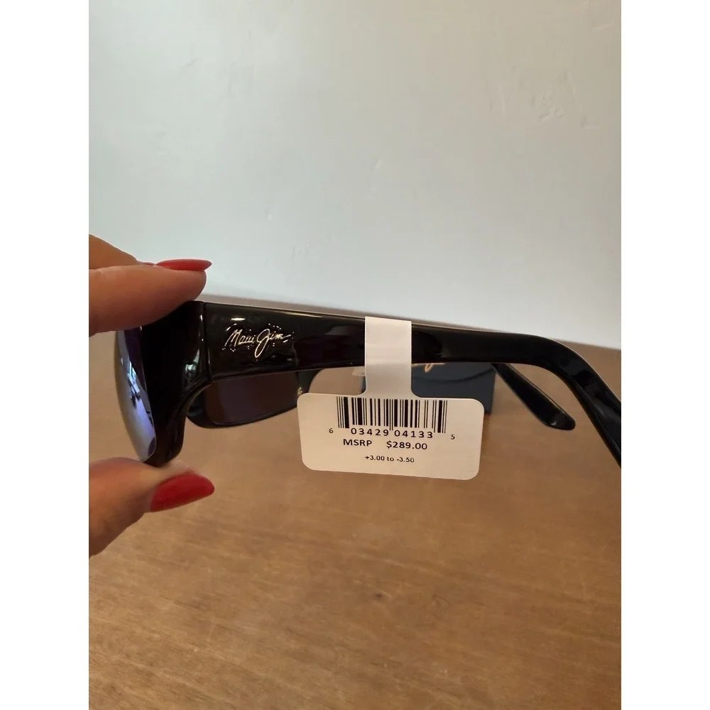NEW Maui Jim PEAHI Black POLARIZED Blue GLASS Lens Sunglasses B202-2M